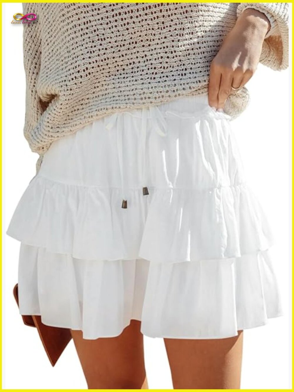Flowy Ruffle Tiered Skort High Waisted Mini Skirt Double Layer Butterfly Shorts